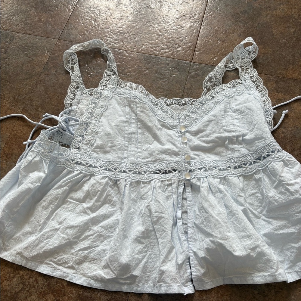 wild fable White Lace Trim Crop Top